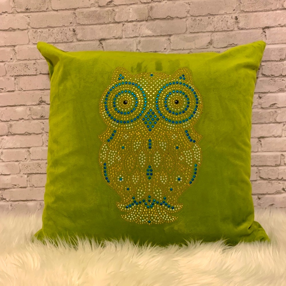 Owl green Velvet decorative pillow cover